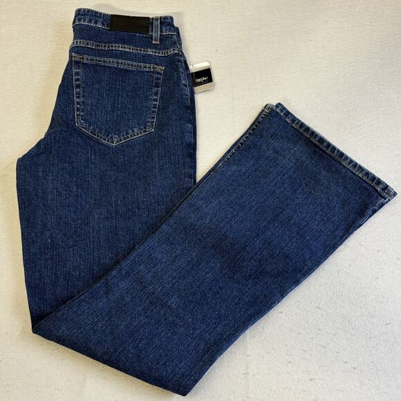 Mossimo Jeans Womens 10 Blue Denim Flared Stretch Dark Wash Faded Pants NWT - Picture 1 of 9